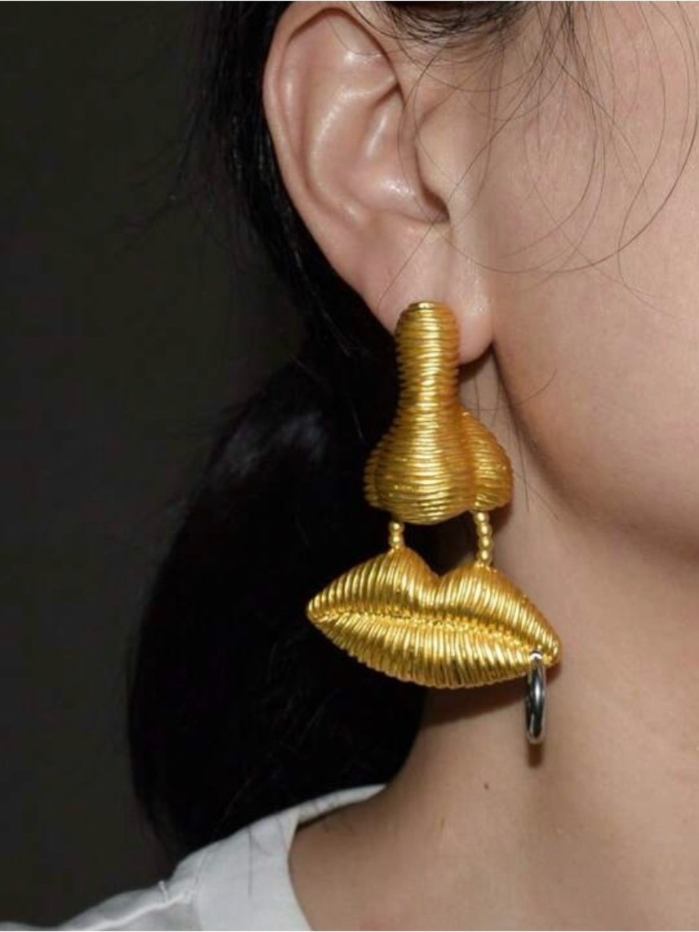 Gold Sculptural Statement Drop Earrings - Women Jewelry - Picture 5 of 5